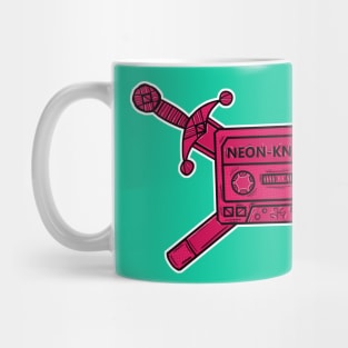 Neon Knight Pink Cassette and Sword Crest Mug